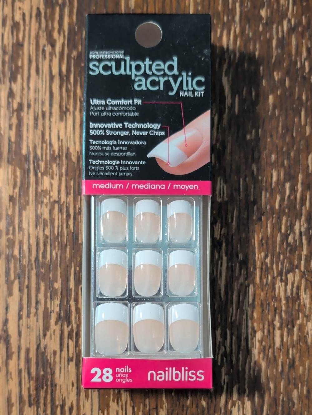nailbliss Sculpted Acrylic Nail Kit — Nude French Tip Medium Length